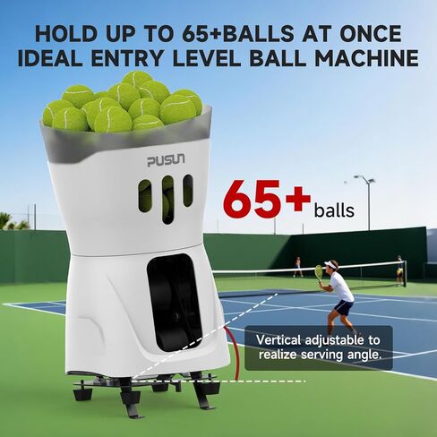 آلة كرة التنس، آلة إطلاق كرة التنس المحمولة PT-Mini Pro للتمرين والتدريب، دعم التطبيق وضبط السرعة والزاوية عن بعد، تحمل أكثر من 65 كرة في وقت واحد، سهلة الاستخدام in Kuwait