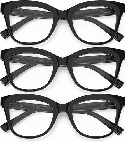 نظارات قراءة نسائية مكونة من 3 قطع مع خاصية حجب الضوء الأزرق وميزات مضادة للوهج in Kuwait