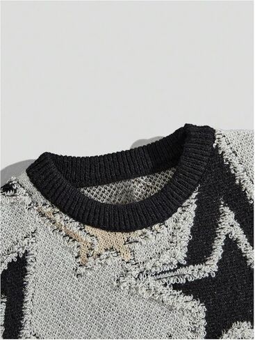 Men's Star Graphic Sweaters Y2K Vintage Crewneck Oversized Sweaters Baggy Long Sleeve Knit Unisex Pullover Jumper Top in Saudi Arabia