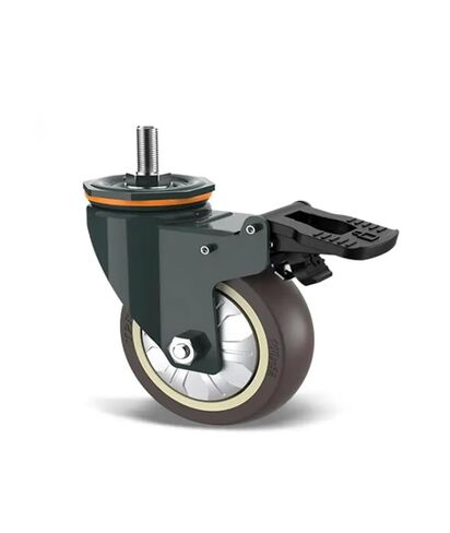 1 piece 4 inch M10/M12/M14/M16/M20 Screw Universal Wheel with Brake Rubber Shaft Caster Pulley Silent Machine Single Load 140KG(M12- with Brakes) in Saudi Arabia