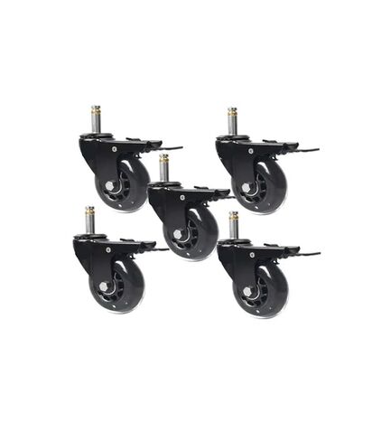 5-Pack 3-inch M10/M11 circlip PU Transparent Wheel with Brake Office Chair Polyurethane Universal Wheel Silent in Saudi Arabia