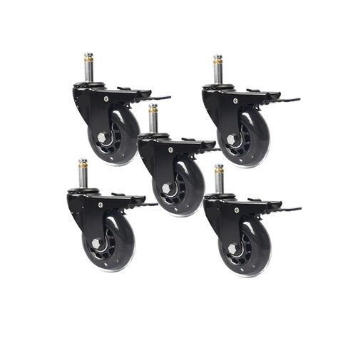 5-Pack 3-inch M10/M11 circlip PU Transparent Wheel with Brake Office Chair Polyurethane Universal Wheel Silent in Saudi Arabia