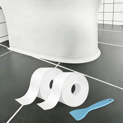 Caulk Tape, Toilet Caulk Strip Waterproof Self Adhesive, Caulking Tape for Kitchen, Toilet,Countertop, Bathroom, Sink, Bathtub, White PVC Caulk Strips for Bathroom Waterproof 1.5" x 31.5Ft with Tool in Saudi Arabia