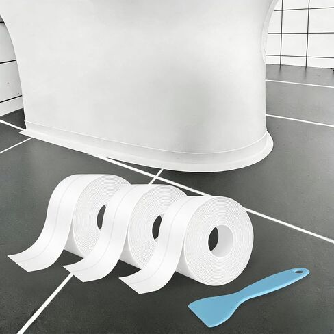 Caulk Tape, Toilet Caulk Strip Waterproof Self Adhesive, Caulking Tape for Kitchen, Toilet,Countertop, Bathroom, Sink, Bathtub, White PVC Caulk Strips for Bathroom Waterproof 1.5" x 31.5Ft with Tool in Saudi Arabia