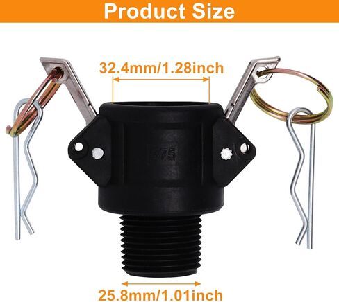 2 قطعة من النوع القياسي B Cam Groove Fitting أنثى 3/4 بوصة B-75 خرطوم مناسب، محول ذكر x أنثى NPT خيط تركيبات Camlock من البولي بروبيلين (0.75 بوصة، النوع B) in Kuwait