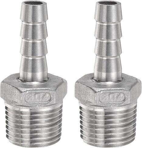 HARFINGTON 2pcs Stainless Steel Hose Barb Fitting 0.4" (10mm) Barbed x PT 1/2" Male Pipe Fitting Air Hose Barb Fittings Coupler Thread Connector Adapter for Water Fuel in Saudi Arabia