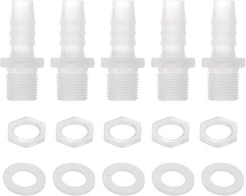 1 Set Aquarium Plastic Hose Barb Fitting 7/16" Barb G3/8 NPT Male Hose Adapter Clear PP in Saudi Arabia
