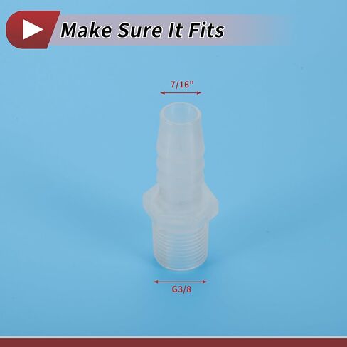 1 Set Aquarium Plastic Hose Barb Fitting 7/16" Barb G3/8 NPT Male Hose Adapter Clear PP in Saudi Arabia