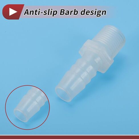 1 Set Aquarium Plastic Hose Barb Fitting 7/16" Barb G3/8 NPT Male Hose Adapter Clear PP in Saudi Arabia