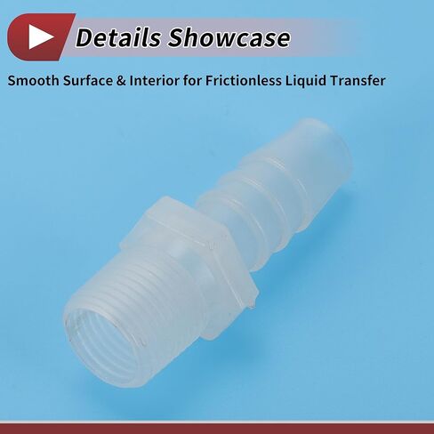 1 Set Aquarium Plastic Hose Barb Fitting 7/16" Barb G3/8 NPT Male Hose Adapter Clear PP in Saudi Arabia