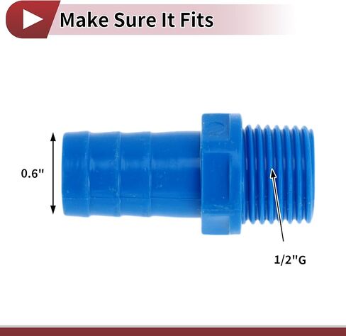 Plastic Hose Barb Fitting 5/8" OD Barb 1/2"G Male Thread Straight Pipe Connector Grey 10 Pcs in Saudi Arabia