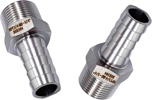 3 قطع 3/4 بوصة بارب × 3/4 بوصة ذكر NPT خرطوم من الفولاذ المقاوم للصدأ بارب إلى موصلات محول ذكر NPT للمياه والغاز والزيت والوقود وأدوات الهواء والسباكة والضاغط in Kuwait