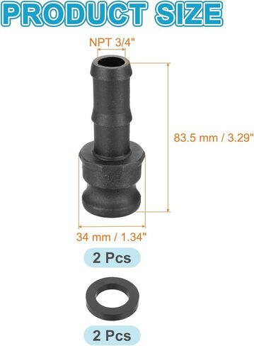 PATIKIL 0.75" Aluminum Cam and Groove Fitting, 2 Pcs Part-E Dust Plug Male Adapter Female NPT Thread Cam Lock Fitting Quick Disconnect Coupling Cam Lock Hose Adapter, Black in Saudi Arabia