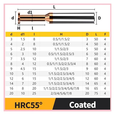 T-Slot Milling Cutters 1pc Carbide T Slot Milling Cutter CNC Tools Metal Aluminium Steel Machining Tungsten(7x60L,Coated,H2.0) in Saudi Arabia