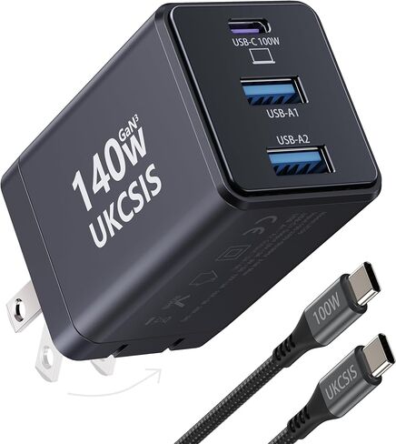 2 Pack 180W USB C Charger Block, Foldable 4-Port GaN Fast Charger, Dual 65W Type C Charging Block, Laptop Fast Charging Adapter for MacBook Pro/Air, iPad, iPhone, Samsung Galaxy Black in Saudi Arabia