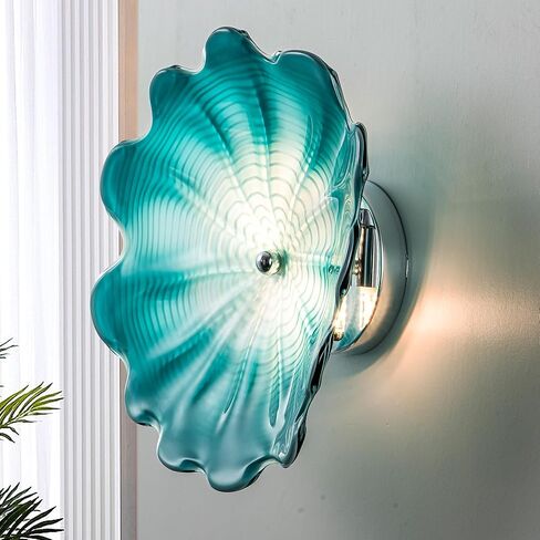 طبق زجاجي منفوخ يدويًا من kasiqilight لتزيين الحائط، فن جدار زجاجي أزرق، لوحة زجاجية بسيطة معلقة على الحائط ديكورات فريدة لغرفة المعيشة وغرفة النوم والمطبخ 12 بوصة in Saudi Arabia