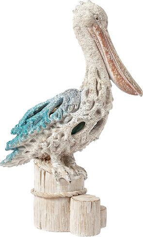 Corner Merchant Blue Pelican Standing Figurine 13.75" Coastal Coral Reef Home Decor Nautical Beach Statue for Tabletop Shelf or Mantel Ocean Inspired Room Accents in Saudi Arabia