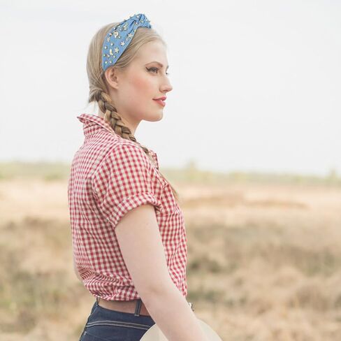 YARIEW Western Cowgirl Headbands for Women - Rhinestone Jeweled Knotted Top Knot Headband for Women Hair Accessories for for Cowgirl Western Accessories (Pink) in Kuwait