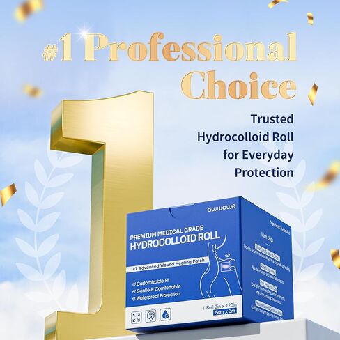 رول الغروانية المائية - تضميد الجروح ورقعة البثور بحجم مناسب للعناية بالبثور وحب الشباب والندبات | ضمادة شفافة ومقاومة للماء وصديقة للبشرة (2 بوصة × 10 قدم) in Kuwait