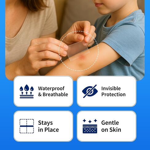 رول الغروانية المائية - تضميد الجروح ورقعة البثور بحجم مناسب للعناية بالبثور وحب الشباب والندبات | ضمادة شفافة ومقاومة للماء وصديقة للبشرة (2 بوصة × 10 قدم) in Kuwait