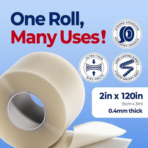 رول الغروانية المائية - تضميد الجروح ورقعة البثور بحجم مناسب للعناية بالبثور وحب الشباب والندبات | ضمادة شفافة ومقاومة للماء وصديقة للبشرة (2 بوصة × 10 قدم) in Kuwait