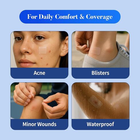 رول الغروانية المائية - تضميد الجروح ورقعة البثور بحجم مناسب للعناية بالبثور وحب الشباب والندبات | ضمادة شفافة ومقاومة للماء وصديقة للبشرة (2 بوصة × 10 قدم) in Kuwait