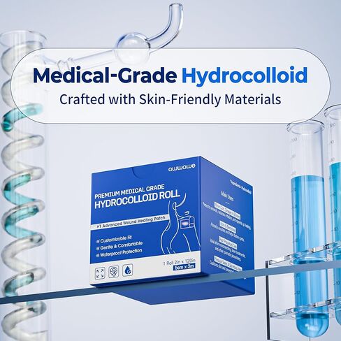رول الغروانية المائية - تضميد الجروح ورقعة البثور بحجم مناسب للعناية بالبثور وحب الشباب والندبات | ضمادة شفافة ومقاومة للماء وصديقة للبشرة (2 بوصة × 10 قدم) in Kuwait