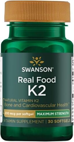 Swanson Maximum Strength Vitamin K2 (Menaquinone-7)-Vitamin Supplement Supporting Cardiovascular and Bone Health-Made from Japanese Natto to Help Regulate Calcium (30 Softgels, 200mcg Each) in Saudi Arabia