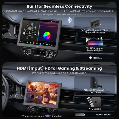 Double Din Car Stereo - 9 inch QLED 8GB+128GB Wireless CarPlay/Android Auto, 7.1.2 DSP, SPDIF, RCA, HDMI-in, EQ, AMP, SUB, 4G, Wi-Fi, Bluetooth, USB, 3 Mics, AI, OTA, 1080P Dual Cam, X10G029E in Saudi Arabia