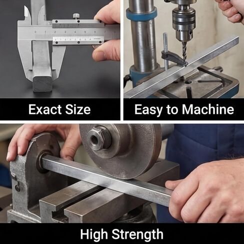 Square Steel Key Stock, 5/8" x 5/8" x 12" Metal Bars, Cold-Drawn 45# Steel, Precision Key Stock for Shaft Keyways in Motors and Machinery & DIY Projects in Saudi Arabia