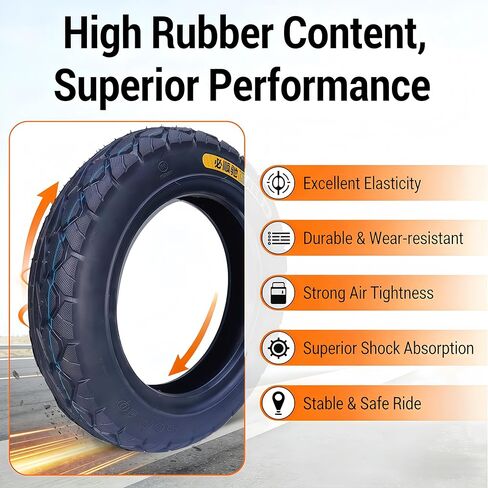 10 Inch Electric Scooter Tire, 3.00-10 Tubeless Tire, 8pr 10in Off-Road Non-Slip Wear-Resistant Thick Rubber for Motorcycle, Scooter, E-Bike, Mopeds Tires with 10 Inches Rims in Saudi Arabia