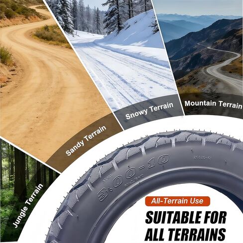 10 Inch Electric Scooter Tire, 3.00-10 Tubeless Tire, 8pr 10in Off-Road Non-Slip Wear-Resistant Thick Rubber for Motorcycle, Scooter, E-Bike, Mopeds Tires with 10 Inches Rims in Saudi Arabia