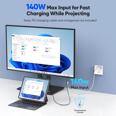 USB C HDMI Cable 6.6ft with Charging Port, 4K@60Hz Type C to HDMI Cord with 140W PD Power Delivery for SteamDeck MacBook iPhone 16/15 Series Galaxy S23/S24/S25 Monitor HDTV in Kuwait