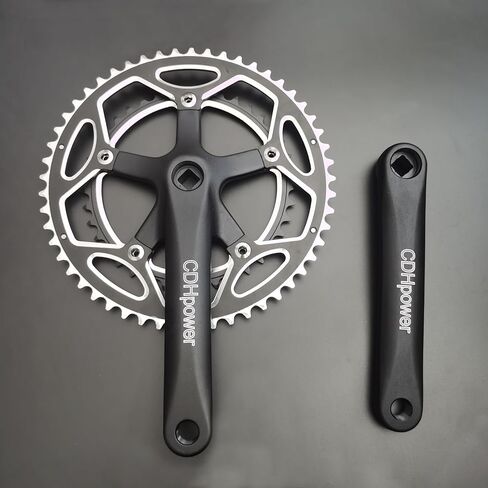Double Speed Aluminum Alloy Square Taper Crankset 170mm 50/34T, 52/42T, 53/39T Chainring Crankarms, Crank Set Chainset for Mountain Road Bike Fixed Gear Bicycle in Saudi Arabia