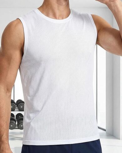 Men's Muscle Tank Top, Sleeveless Gym Workout Lightweight Athletic T-Shirt in Saudi Arabia