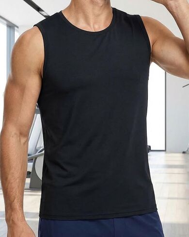 Men's Muscle Tank Top, Sleeveless Gym Workout Lightweight Athletic T-Shirt in Saudi Arabia