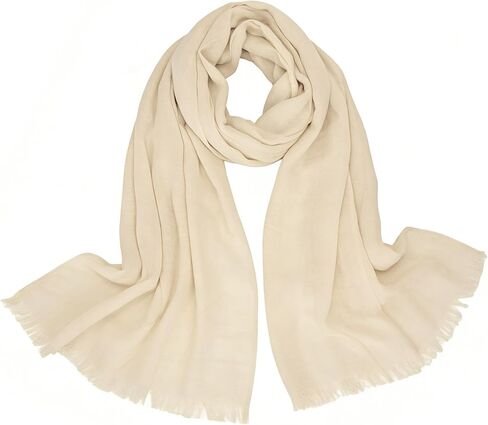 Women Lightweight Cotton Linen Scarf Long Fringe Scarves Shawl for Spring Summer Season Travel in Saudi Arabia