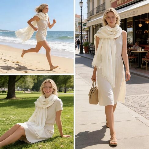 Women Lightweight Cotton Linen Scarf Long Fringe Scarves Shawl for Spring Summer Season Travel in Saudi Arabia