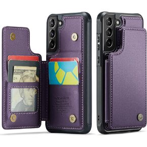 Vinich for Samsung Galaxy S21 Case with Card Holder, for Samsung S21 Wallet Case for Women Men with RFID Blocking, Durable Kickstand Shockproof Phone Case for Galaxy S21 5G, Black