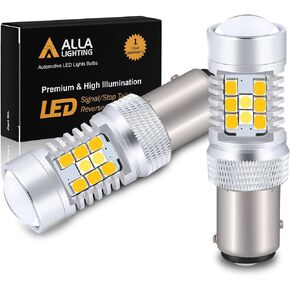 Alla Lighting BAY15D 1157 LED Switchback Bulb Turn Signal Lights, 6000K White/Amber Yellow Dual Color 2357 3496 7528 Extremely Super Bright 2835 28-SMD Blinker Lamps