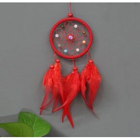 Red Small Dream Catcher with Feathers Wall Hanging Ornament Indian Style Decoration Wind Chimes for Car Home Wall Decor Home and Kitchen Home Decoration