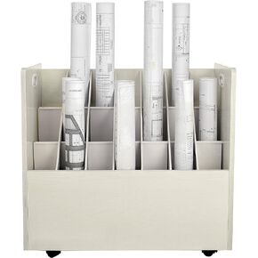 Adir Mobile Blueprint Roll File Holder - Mobile Roll File Organizer Cart for Home Office or School. 50 Slots Blueprint File Holder with Wheels for Maps, Plans, Posters