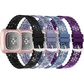 Silicone Bands Compatible with Fitbit Versa 4/Versa 3/Sense 2/Sense, Soft Breathable Replacement Adjustable silicone Wristband Sport Strap for Woman Man