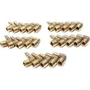 LTWFITTING 90 Degree Elbow Brass Barb Fitting 1/4 ID Hose x 1/4-Inch Male NPT Air(Pack of 25)