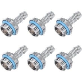 MECCANIXITY Hose Barb Fittings G1/4 x 7mm Thread Male Brass Pipe Fitting Adapter for Water Cooling System Pack of 6