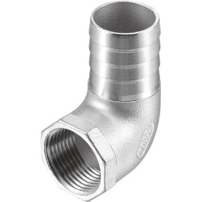 uxcell 304 Stainless Steel Hose Barb Fitting Elbow, 25mm Barbed x 1" NPT Female Pipe Connector Adapter for Water Fuel Air