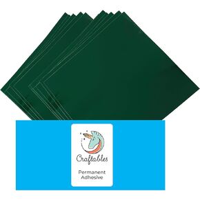 صفائح الفينيل باللون الأخضر الداكن من Craftables - دائمة ولاصقة ولامعة ومقاومة للماء | (10) أوراق مقاس 30.48 سم × 30.48 سم - للحرف اليدوية، والكريكت، والصورة الظلية، والتعبيرات، والنقش، واللافتات in Kuwait