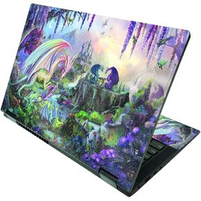 MightySkins Glossy Glitter Skin Compatible with Lenovo IdeaPad Flex 5 2-in-1 15" (2021) - Dragon Paradise | Protective, Durable High-Gloss Glitter Finish | Easy to Apply | Made in The USA