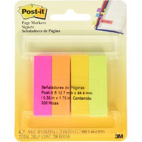 Post-it Page Marker 670-4-D, 1/2 in x 1.75 in (12,7 mm x 44,4 mm) Rainbow