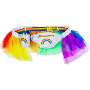 Tipsy Elves White Double Rainbow Fanny Pack - Colorful PRIDE Fanny Pack - Flexible Adjustable Strap Waist Belt